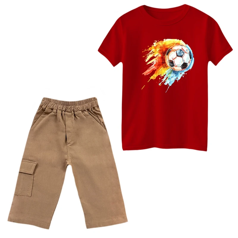 ست تی‌شرت و شلوارک پسرانه مدل فوتبال کد 1