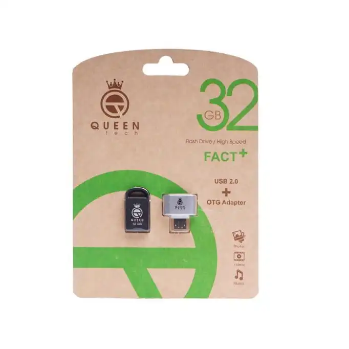 فلش مموری کوئین تک مدل FACT PLUS ظرفیت 32 گیگابایت به همراه مبدل OTG