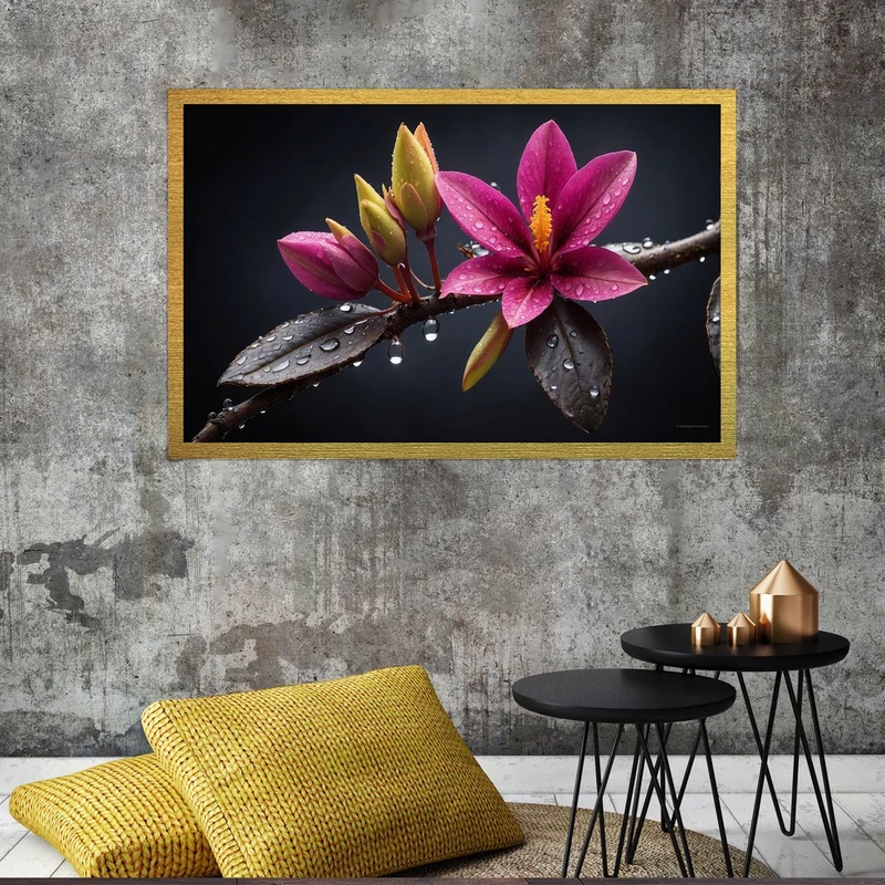 تابلو بکلیت طرح طبیعت و گل مدل قاب شاسی T-S8631