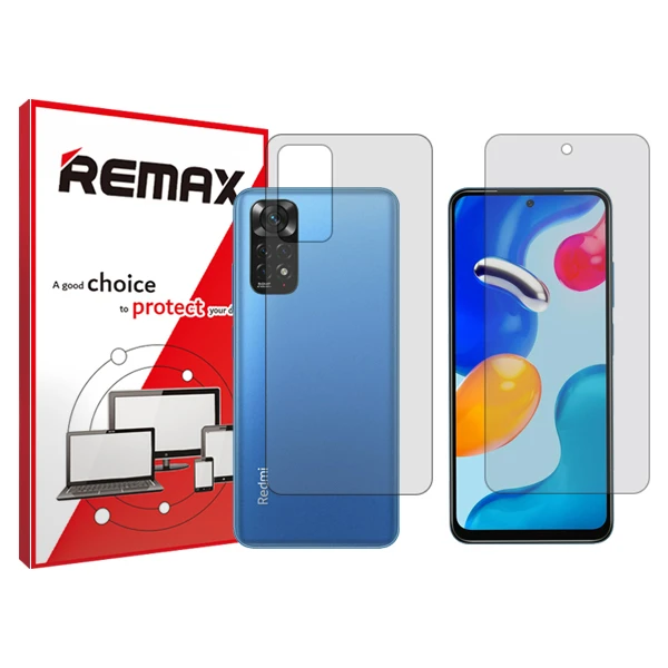 محافظ صفحه نمایش شفاف ریمکس مدل HyGEL مناسب برای گوشی موبایل شیائومی Redmi Note 11 به همراه محافظ پشت گوشی