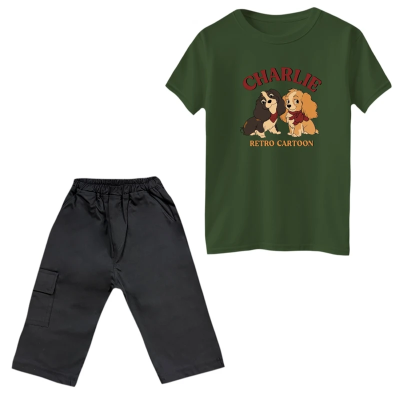 ست تی‌شرت و شلوارک پسرانه مدل کارتون