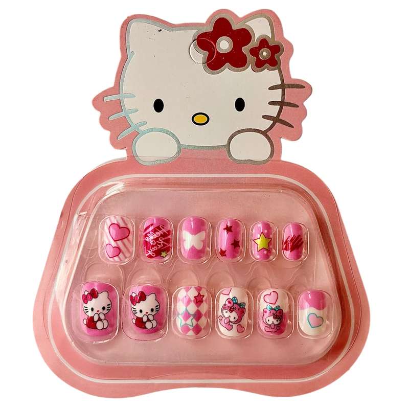 ناخن مصنوعی کودک مدل کیتی بسته 12 عددی