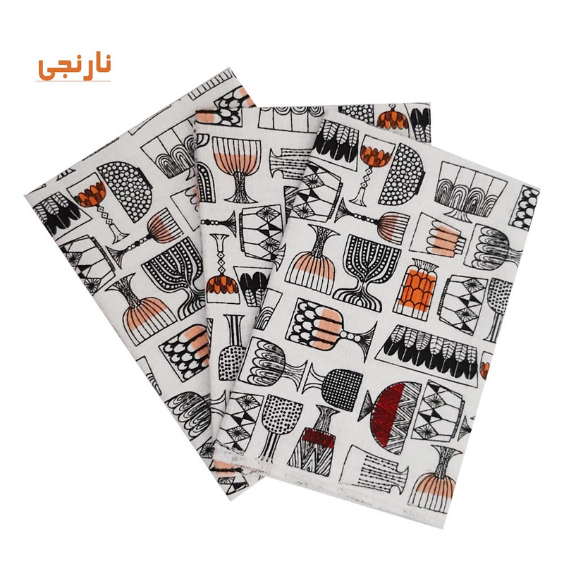 دستمال آشپزخانه مدل ظروف بسته سه عددی دستمال آشپزخانه مدل ظروف بسته سه عددی