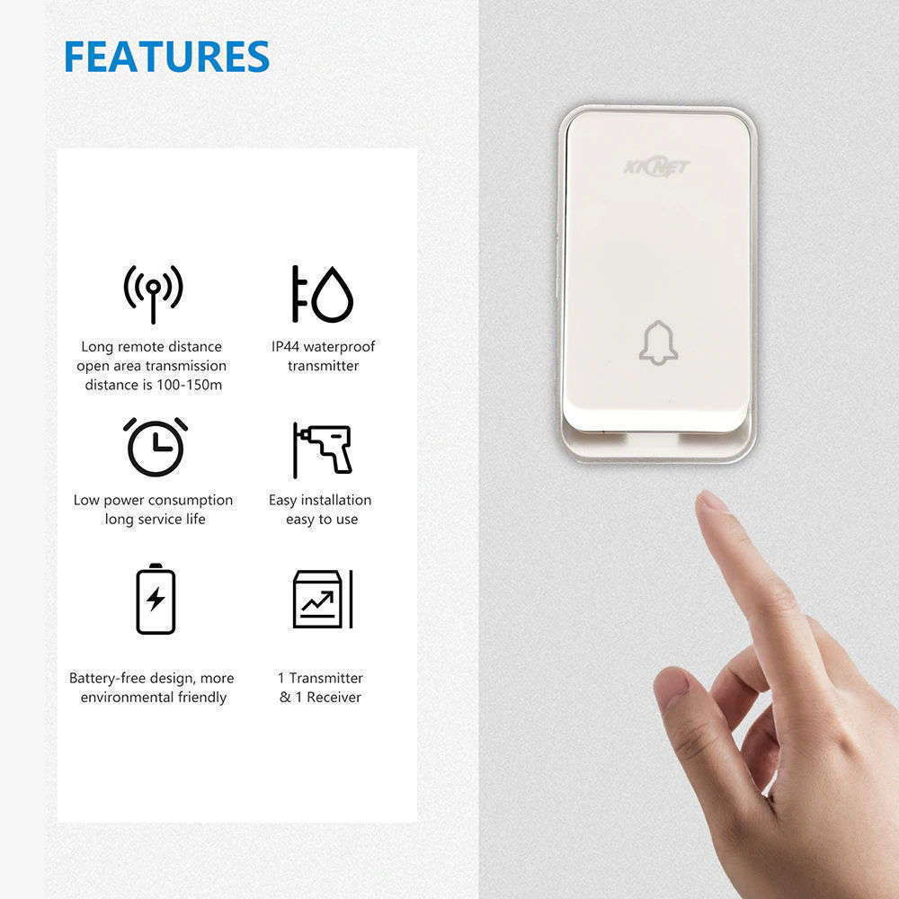 زنگ بی سیم مدل 2 شستی کد KK06