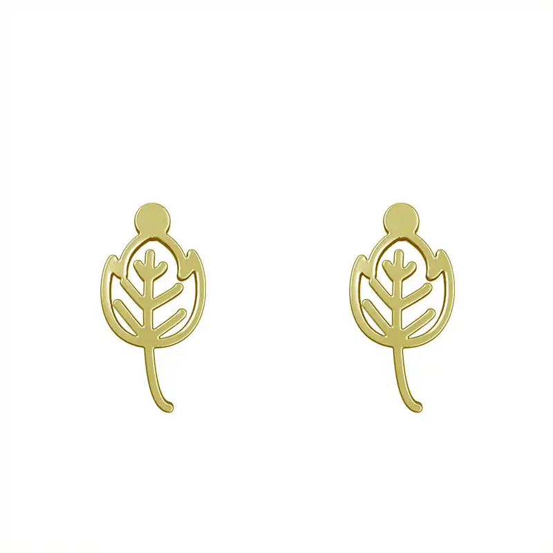 گوشواره طلا 18 عیار زنانه مدوپد مدل برگ کد GA1-16006