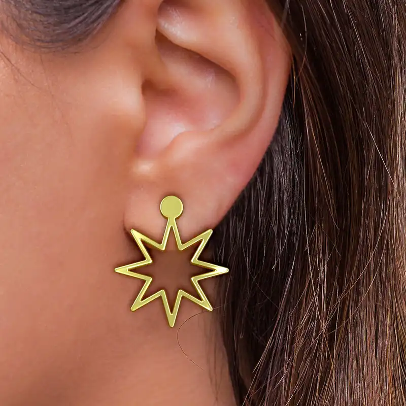 گوشواره طلا 18 عیار زنانه مدوپد مدل ستاره کد GA1-15428