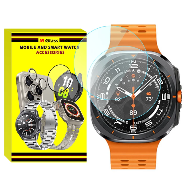محافظ صفحه نمایش شیشه‌ای ام‌گلس مدل Glass-MG مناسب برای ساعت هوشمند سامسونگ Galaxy Watch 7 Ultra 47mm بسته دو عددی