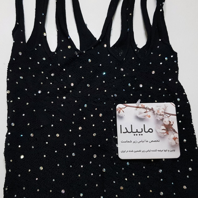 لباس خواب زنانه ماییلدا مدل نگین دار فانتزی کد 4860-7177 رنگ مشکی