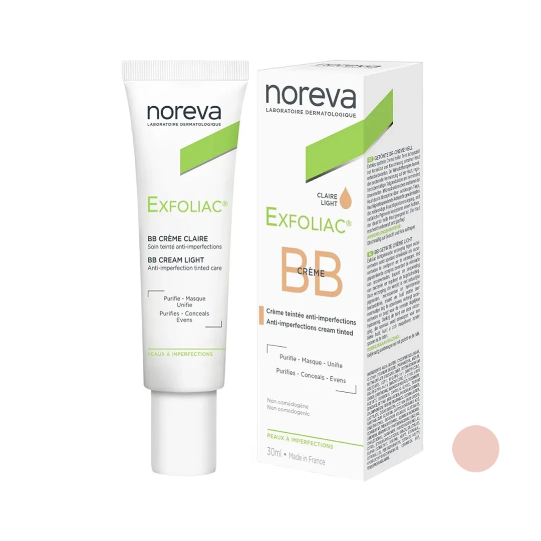 آرایش صورت کرم پودر BB نوروا مدل EXFOLIAC شماره 1 حجم 30 میلی لیتر