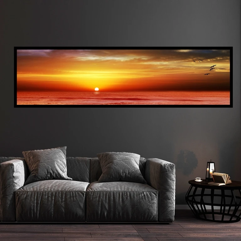 تابلو بکلیت طرح منظره غروب آفتاب مدل کشیده B-7541