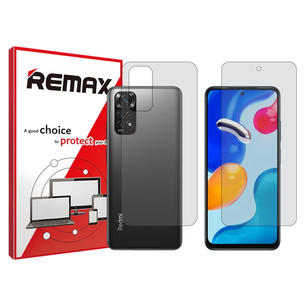 محافظ صفحه نمایش شفاف ریمکس مدل Hygel مناسب برای گوشی موبایل شیائومی Redmi Note 11S به همراه محافظ پشت گوشی