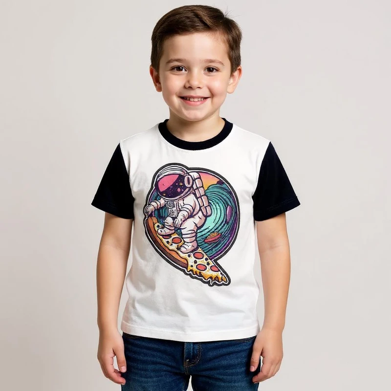 تی شرت آستین کوتاه پسرانه مدل فضانورد A190