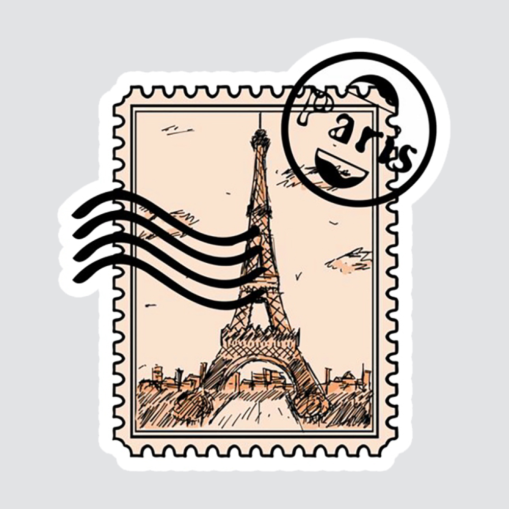 استیکر لپ تاپ پیکسل میکسل مدل تمبر پاریس