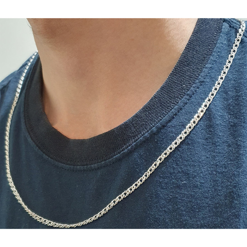 زنجیر نقره مردانه مدل دوبل کد 10 زنجیر نقره مردانه مدل دوبل کد 10