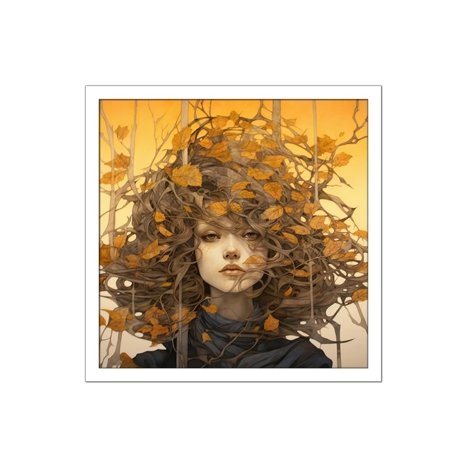 تابلو نوری بکلیت طرح نقاشی پاییزی و چهره مدل W-MID-17330