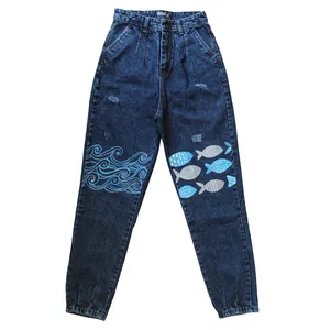 شلوار جین زنانه مدل مام استایل نقاشی
