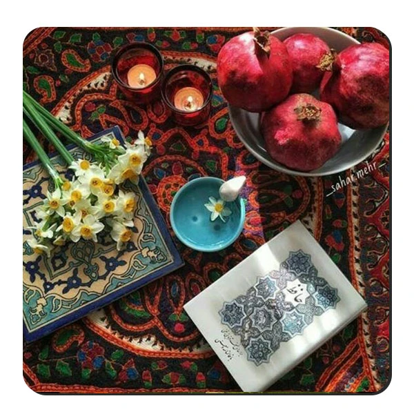  زیر لیوانی طرح دیوان حافظ، گل نرگس و انار کد nzl191