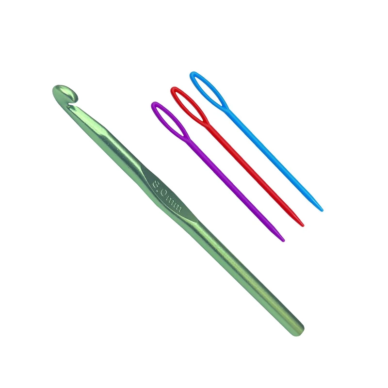 قلاب بافتنی مدل COS-8 کد 8 به همراه سوزن دوخت کاموا مجموعه 4 عددی