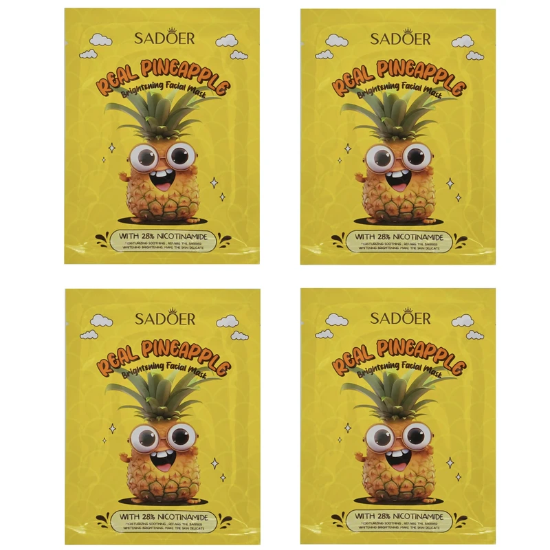 ماسک صورت سادور مدل آناناس مناسب برای انواع پوست وزن ۲۵ گرم مجموعه ۴ عددی