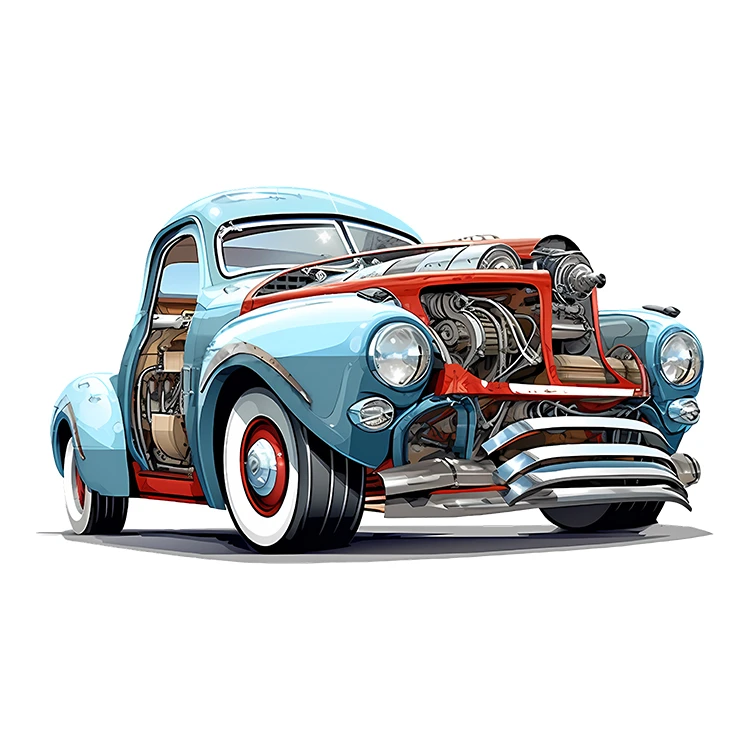 استیکر پارچه و لباس پاد آفرین مدل ماشین کلاسیک کد S5532