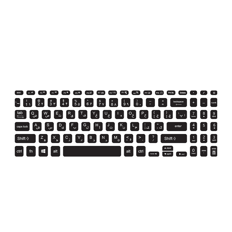 برچسب حروف فارسی کیبورد توییجین و موییجین کد 01 مناسب برای لپ تاپ ایسوس VivoBook R565EA