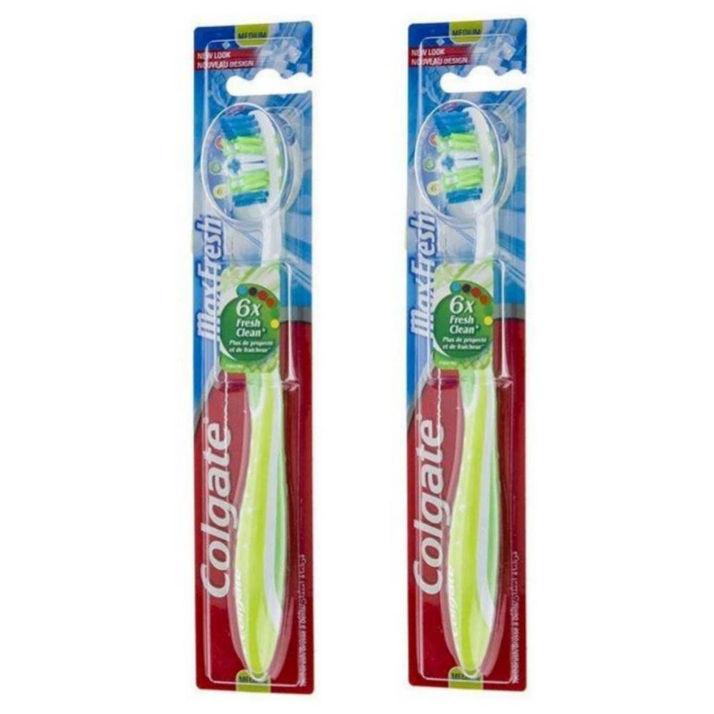 مسواک کلگیت مدل Max Fresh با برس متوسط بسته 2 عددی