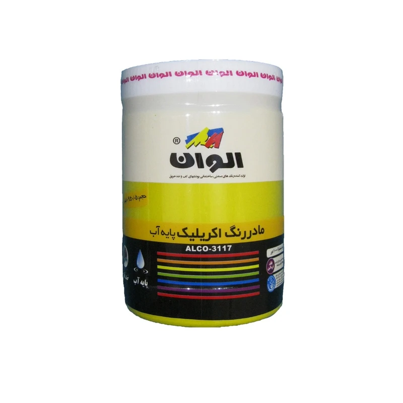 مادر رنگ اکریلیک زرد الوان کد 521 حجم 1 لیتر