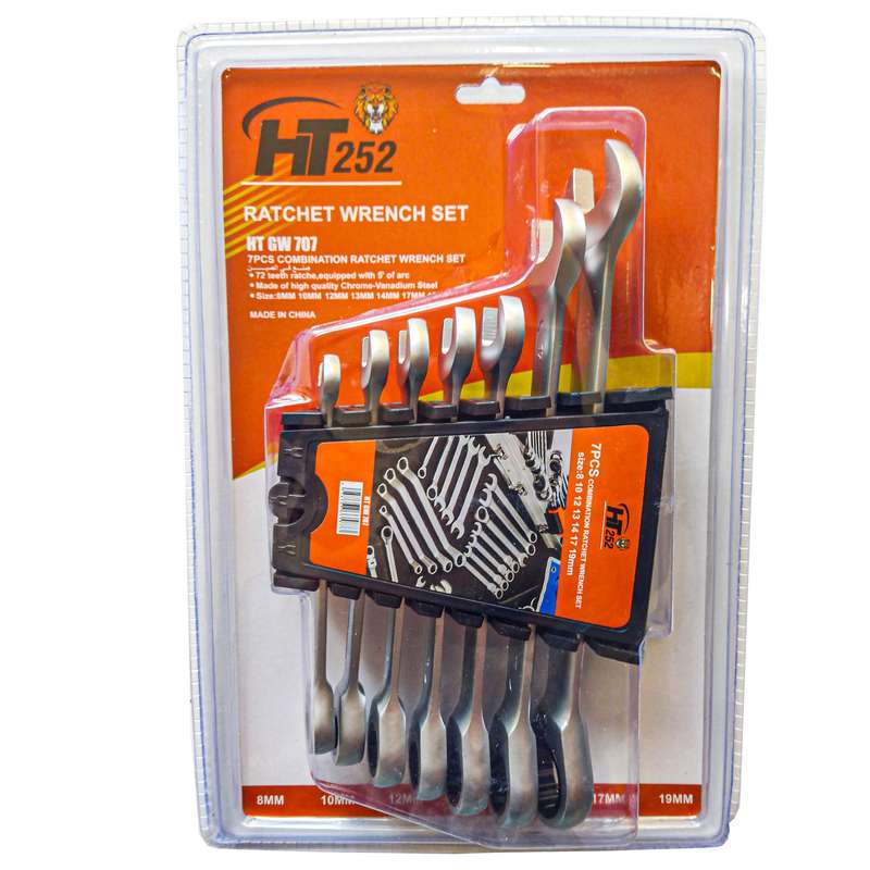 آچار یکسر جغجغه ای اچ تی مدل HT .GW707 مجموعه 7 عددی