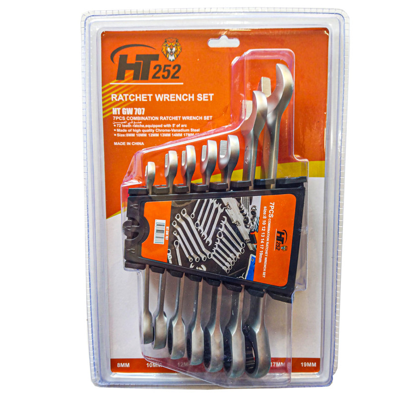 آچار یکسر جغجغه ای اچ تی مدل HT .GW707 مجموعه 7 عددی