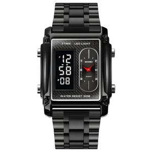 ساعت مچی عقربه‌ای مردانه کوارتز اسکمی مدل سه زمانه بند استیل کد 1868B