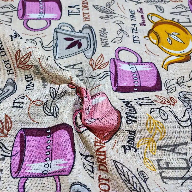 پارچه آشپزخانه طرح قوری و استکان مدل P