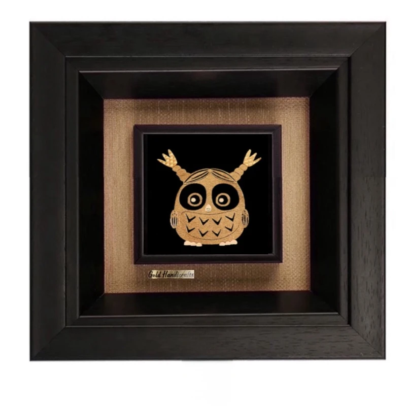 تابلو طلاکوب زرکات طرح جغد فانتزی مدل F274