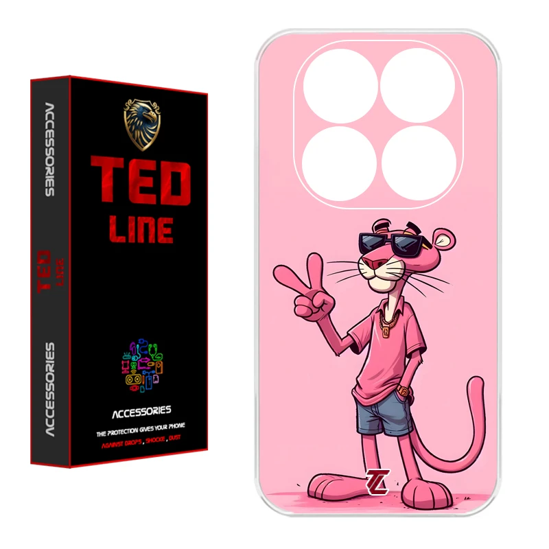 کاور تد لاین طرح پلنگ صورتی کد 1110 مناسب برای گوشی موبایل شیائومی Redmi Note 14 Pro 4G / Poco X7