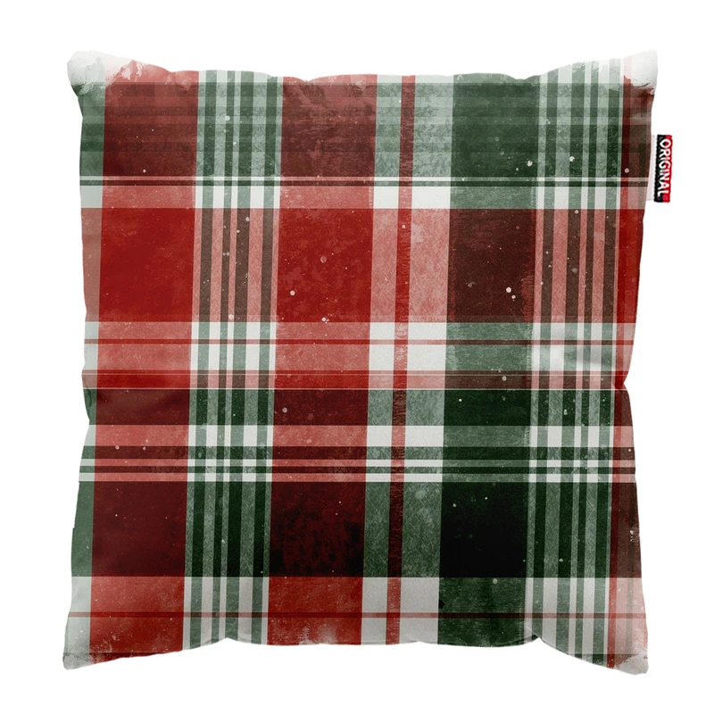 کوسن پاد آفرین مدل کریسمس طرح چهارخانه کد PK402831 سایز 40*40 سانتی متر