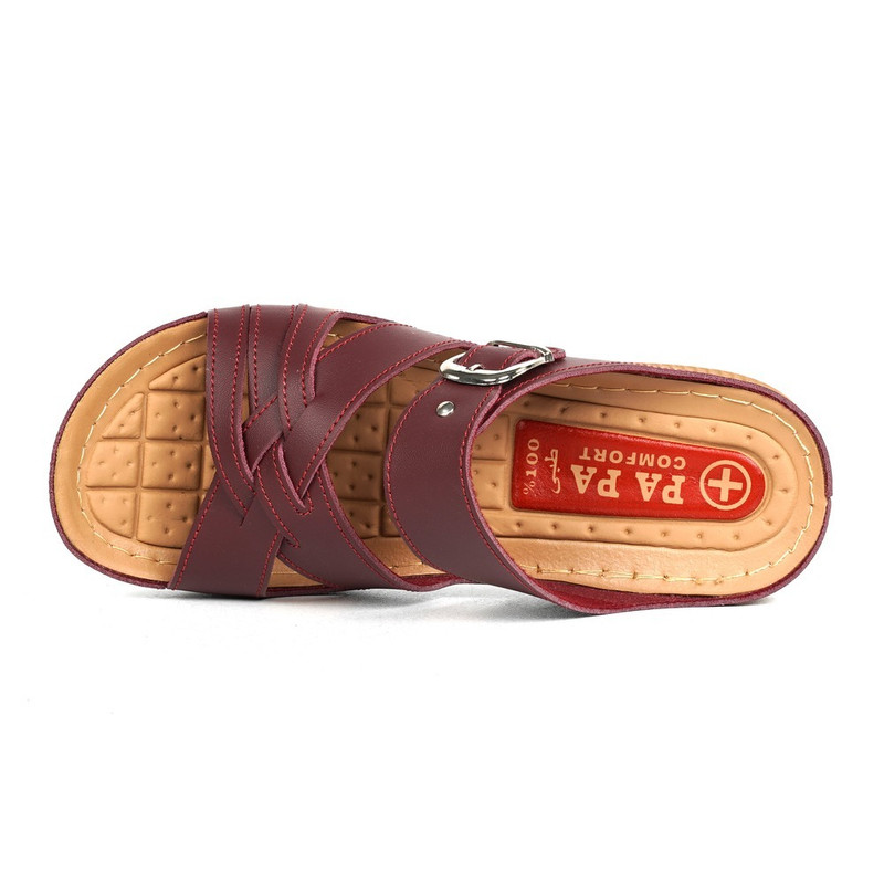 دمپایی زنانه پاپا مدل دلوین رنگ زرشکی