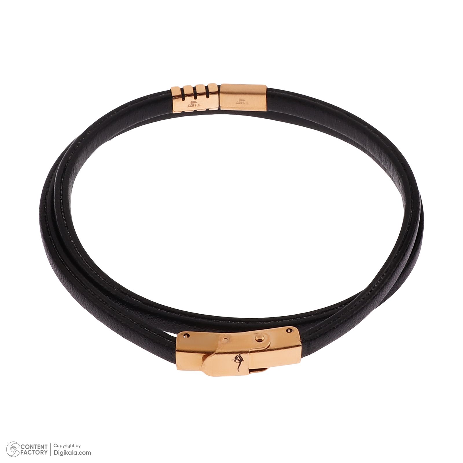 دستبند طلا 18 عیار زنانه با بند چرمی روبی آرت گالری مدل 250025 -  - 4