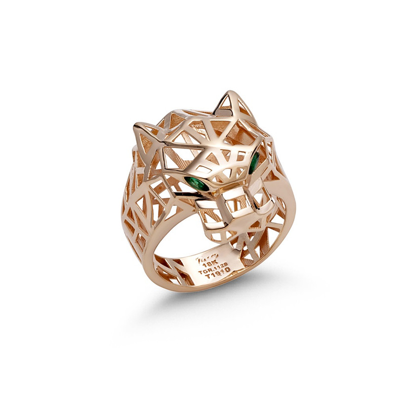 انگشتر طلا 18 عیار زنانه با طرح پنتر کارتیه کیمیا زر مدل فیوژن 1128 سایز 53