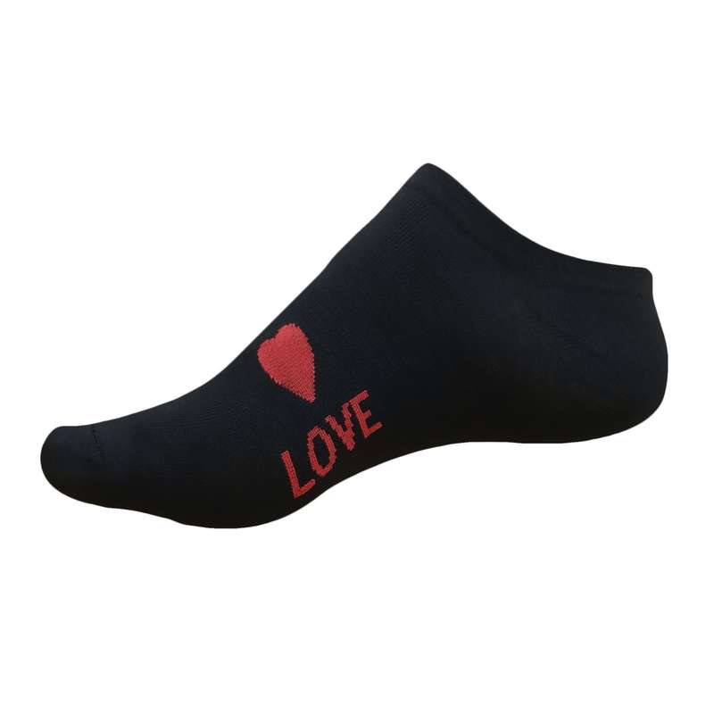 جوراب ساق کوتاه دخترانه مدل لاو قلبی رنگ مشکی