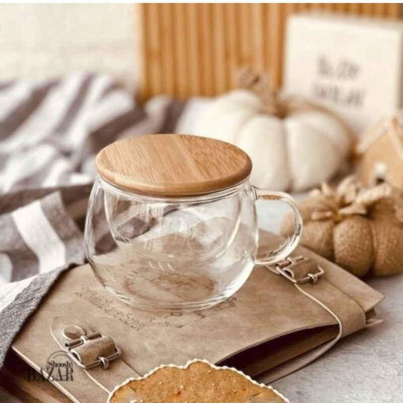 لیوان دمنوش ساز مدل درب بامبو کد 205