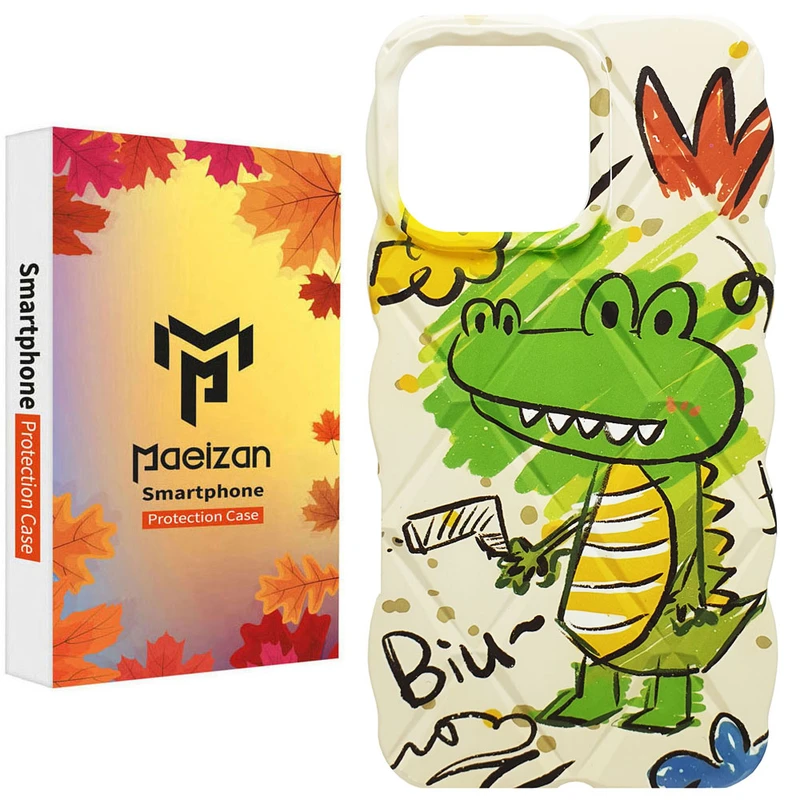 کاور پاییزان مدل سه بعدی طرح تمساح مناسب برای گوشی موبایل اپل IPhone 15 Pro Max