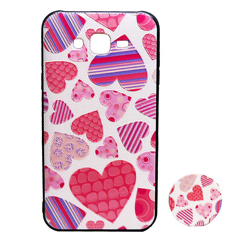 کاور طرح قلب مدل KTP-018 مناسب برای گوشی موبایل سامسونگ  Galaxy J7 2015 به همراه پاپ سوکت