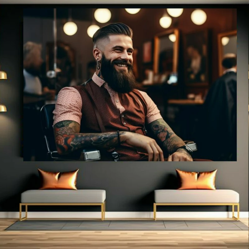 پوستر طرح مخمل آرایشگاه مردانه مدل مو و ریش کد FP105710