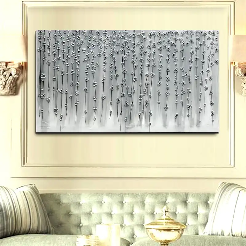 تابلو نقاشی ورق نقره طرح ریسه گل کد 720