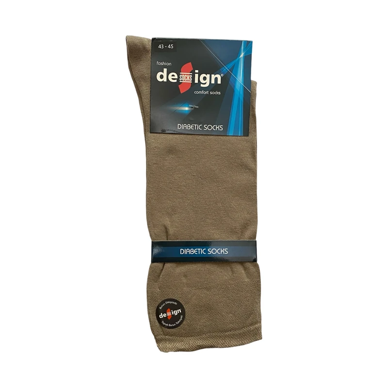 جوراب ساق بلند مردانه دیزاین مدل دیابتی رنگ کرم