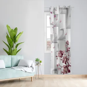 پرده طرح گل مدل مخمل پانچی کد L 1203L Z سایز 140x200 سانتی متر