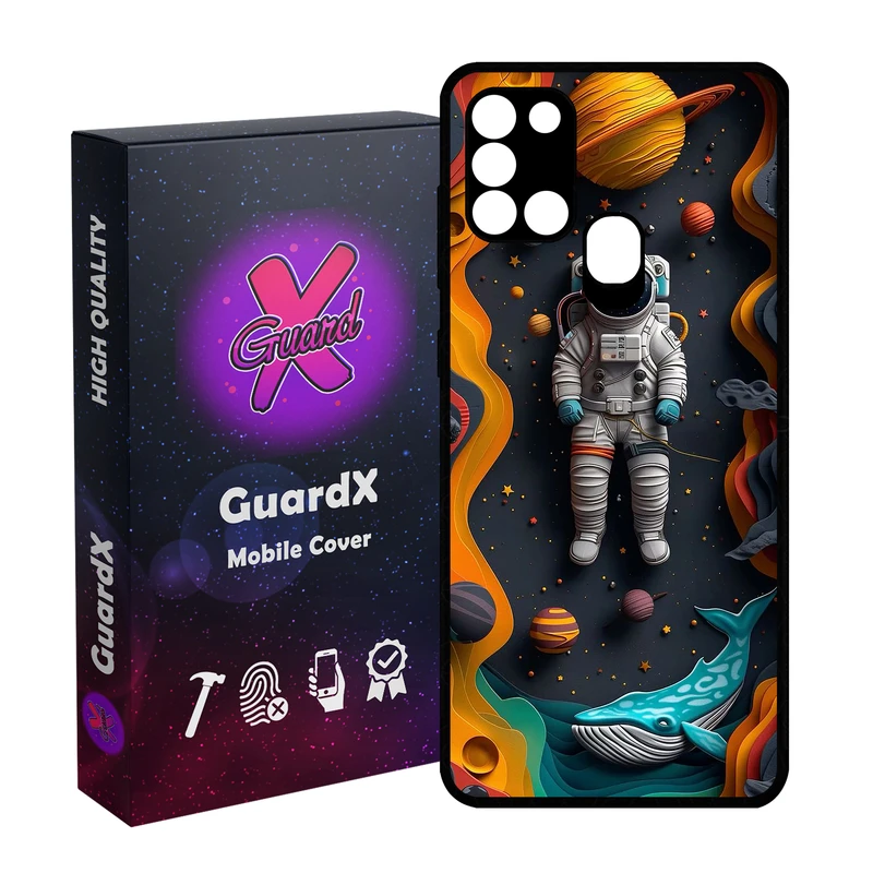 کاور گارد ایکس طرح فضانورد مدل Glass10763 مناسب برای گوشی موبایل سامسونگ Galaxy A21s