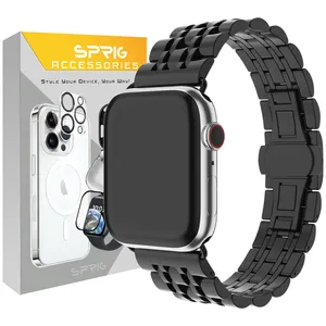Sprig 7Bead Steel Band suitable for Apple Watch Series 7 Aluminum 45mm / Series 8 Aluminum 45mm / Series 9 Aluminum 45mm