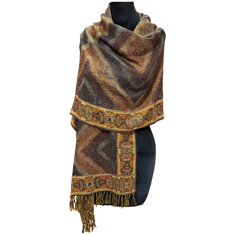 شال زنانه مدل حاشیه دار کف ساده کد KESHM2