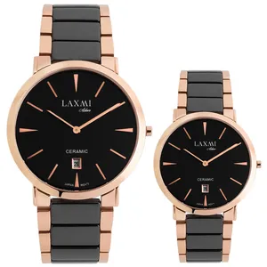 ست ساعت مچی عقربه‌ای کوارتز زنانه و مردانه لاکسمی مدل 1-8557