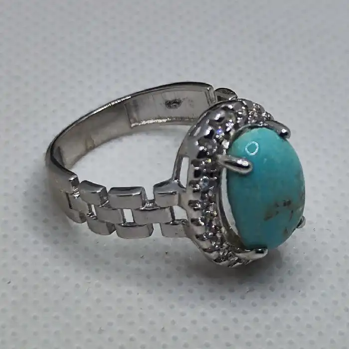 انگشتر نقره زنانه نقره جات بافندگان مدل فیروزه نیشابور کد 87